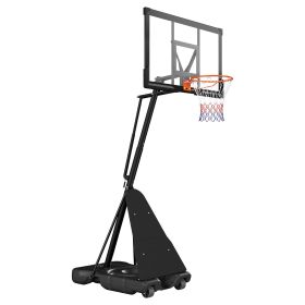 Portable Basketball Stand, 10 ft Height Adjustment Basketball Hoop & Goal, Basketballs Hoop Outdoor with 50 inch PC Backboard for Kids