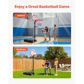 Portable Basketball Stand, 5.2 to 6.9 ft Height Adjustment Basketball Hoop & Goal, Kids Adjustable Basketballs Hoop with Nylon Net & Rolling Whee