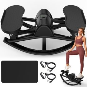 Lateral Stepper for Exercise-Rocking Stepper Machine with Resistance Bands & Anti-Slip Mat and LCD Monitor