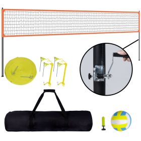 Outdoor Portable Volleyball Net System, Adjustable Height Aluminum Poles, Professional Volleyball Set with PVC Volleyball, Pump, Carrying Bag