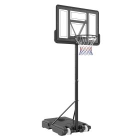 Basketball Hoop, 4-10 ft Adjustable Height Portable Backboard System, 44 inch Basketball Hoop & Goal, Kids & Adults Basketball Set with Wheels, S
