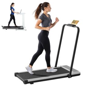 Compact Armless Treadmill, Quiet Under Desk Walking Pad, 200 Lbs Capacity 3 in 1 Portable Walking Treadmill (Color: Silver)