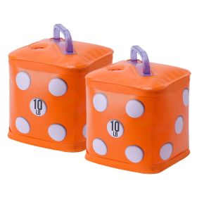 Water Filled Dumbbells Set, Fitness Exercise Dice 15/20 lbs, Portable Fitmess Travel Weight for Strength Training, Core Training (Weights: 20lb/pair orange dice dumbbells)