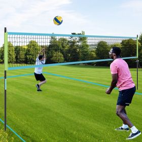 Portable Outdoor Volleyball Net Set Heavy-Duty Volleyball Net System (Color: Green)