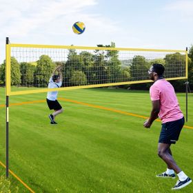 Portable Outdoor Volleyball Net Set Heavy-Duty Volleyball Net System (Color: Yellow)