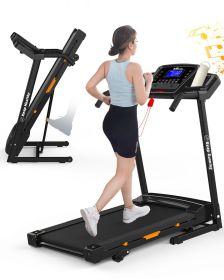 FYC Folding Treadmill for Home Office Use Walking Jogging Running Machine Incline Treadmill 330LBS Weight Capacity Foldable Compact Treadmill wit (Color: Orange)