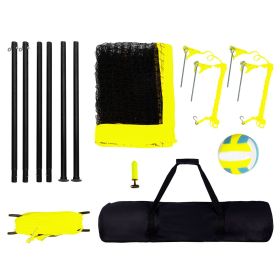 Outdoor Portable Volleyball Net System, Adjustable Height Steel Poles, Professional Volleyball Set with PVC Volleyball, Pump, Carrying Bag (Shank Diameter: 1.25 inch, Rod Material: Steel Rod)