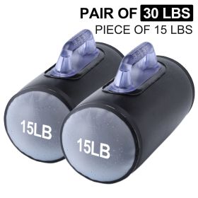 Water Filled Training Weights Set, Travel Weights, Adjustable Weights Dumbbells to 30 lbs/Pair, for Strength Training,Weightlifting (Weights: 15LB black pair of barrel dumbbells)