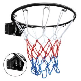 Basketball Double Spring Solid Rim, 18" Steel Basketball Rim for Indoor and Outdoor Black (Color: as Pic)