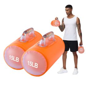 Water Filled Training Weights Set, Travel Weights, Adjustable Weights Dumbbells to 30 lbs/Pair, for Strength Training,Weightlifting (Weights: 15LB orange pair of barrel dumbbells)